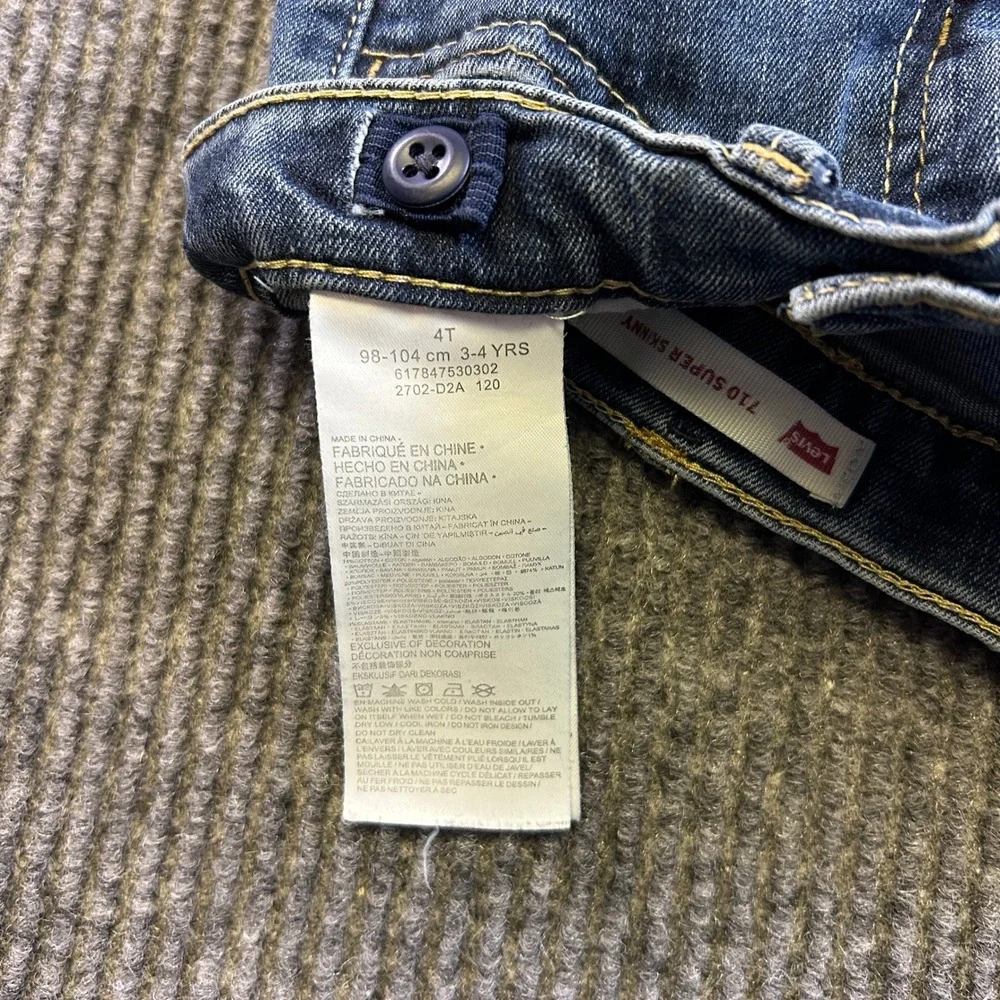 Levis 710 Super Skinny Blue Jeans Medium Wash Adjustable Waist Kids 4T